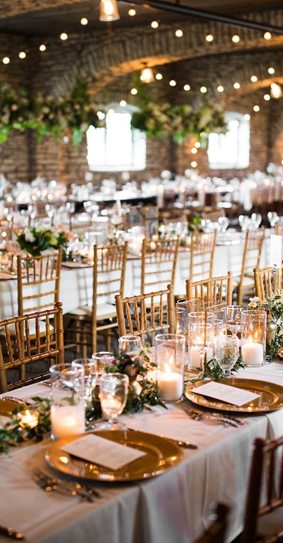 Elegant outdoor wedding reception setting